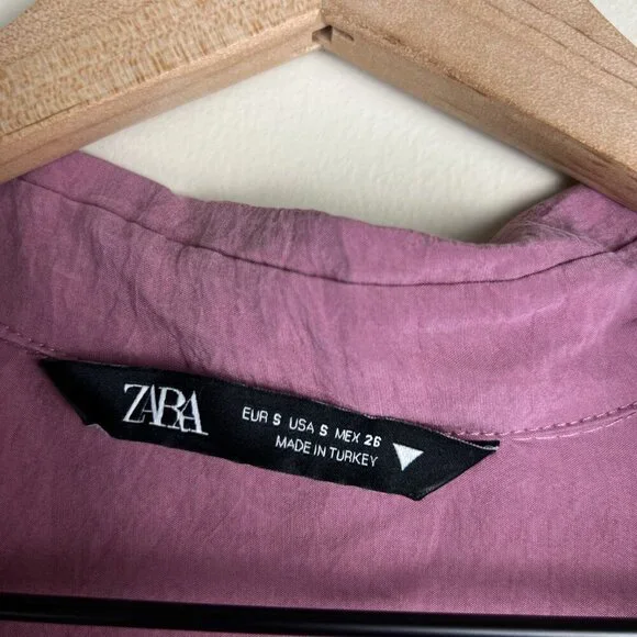Zara Mauve Oversized Button Down Long Sleeve Modal Shirt - Picture 4 of 6